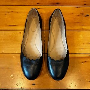 Chloe Lauren Scalloped Leather Ballet Flats